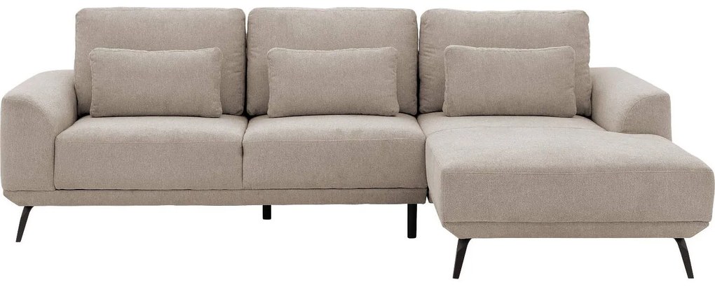 Goossens Excellent Bank Princess Met Elektrisch Uitschuifbaar Zitvlak beige, stof, 3-zits, elegant chic met chaise longue rechts