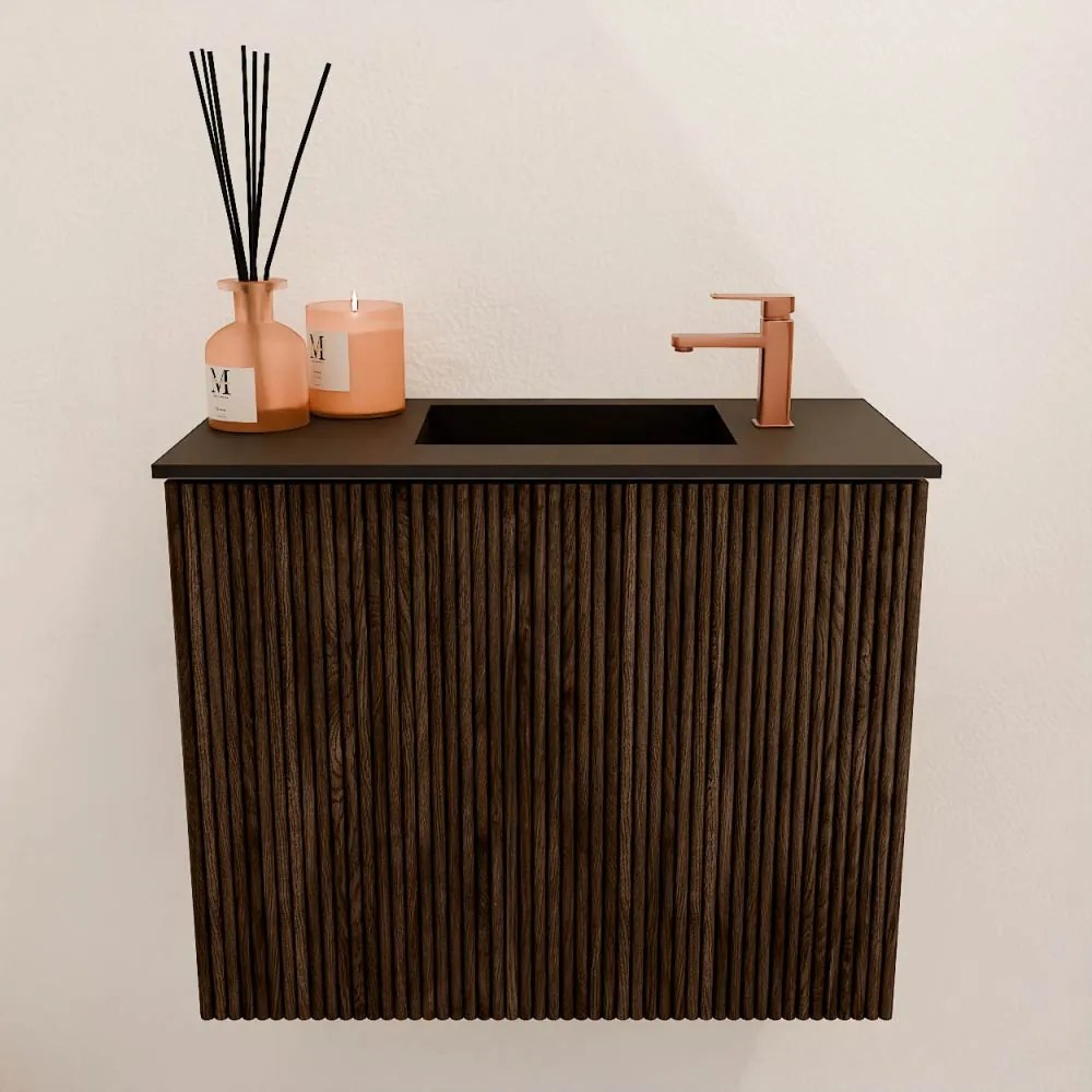 Mondiaz Joya 50cm toiletmeubel walnut met wastafel faye rechts 1 kraangat urban