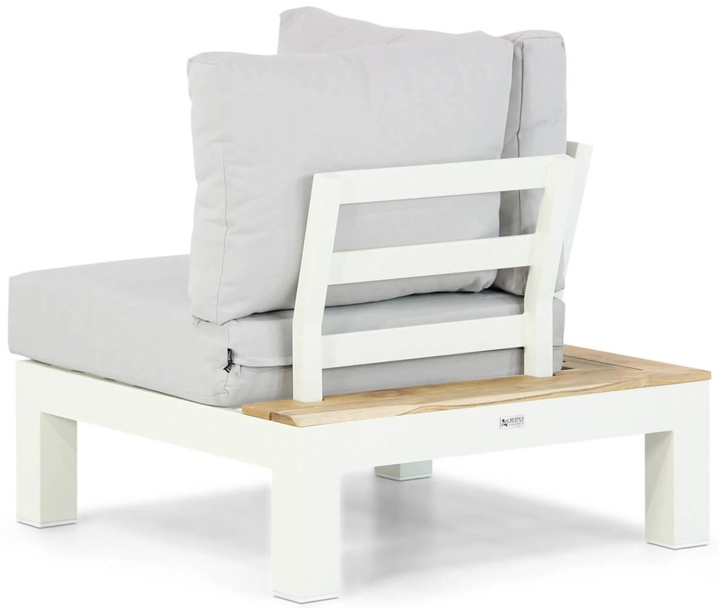 Loungeset 5 personen Aluminium/Teak Wit Lifestyle Garden Furniture Ravalla/Seaside