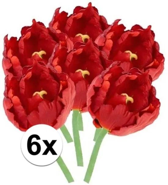 6x Rode tulp 25 cm - kunstbloemen
