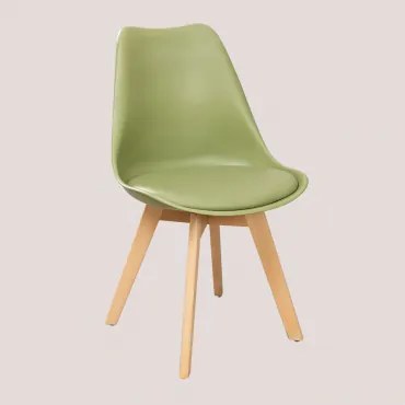 Set Van 4 Nordic Eetkamerstoelen Leger Groen – Koel - Sklum