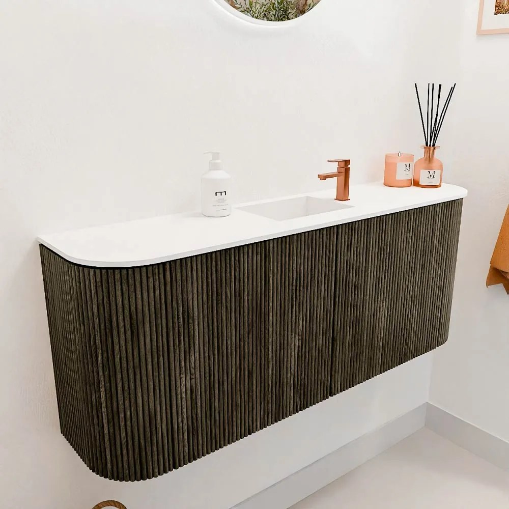 Mondiaz Joya 105cm toiletmeubel ronding links/rechts shadow met wastafel faye midden 1 kraangat talc