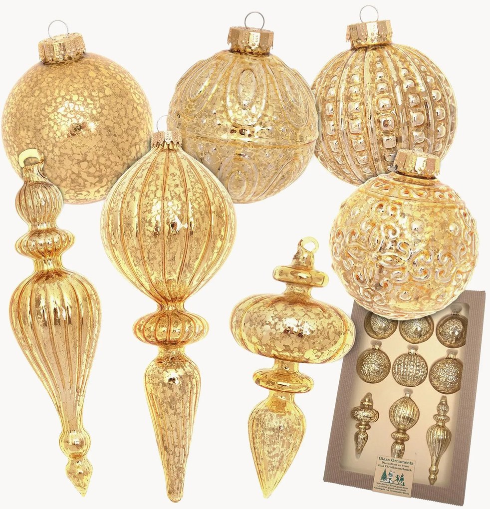 Handbeschilderde kerstboomhangers Antique, 9-delig