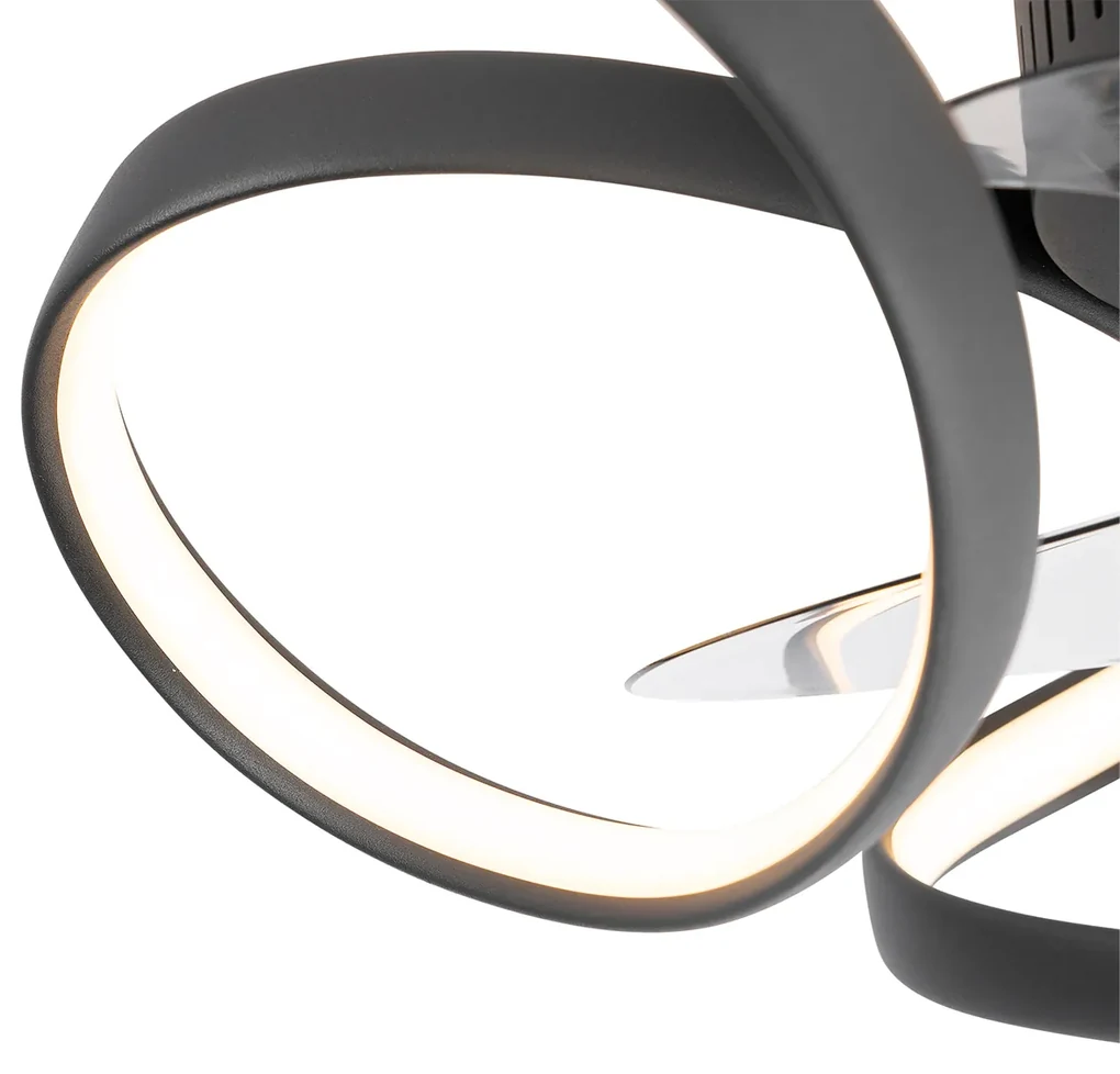 Plafondventilator met lamp zwart 55cm incl. LED dimbaar met afstandsbediening - Mandy Design rond Binnenverlichting Lamp