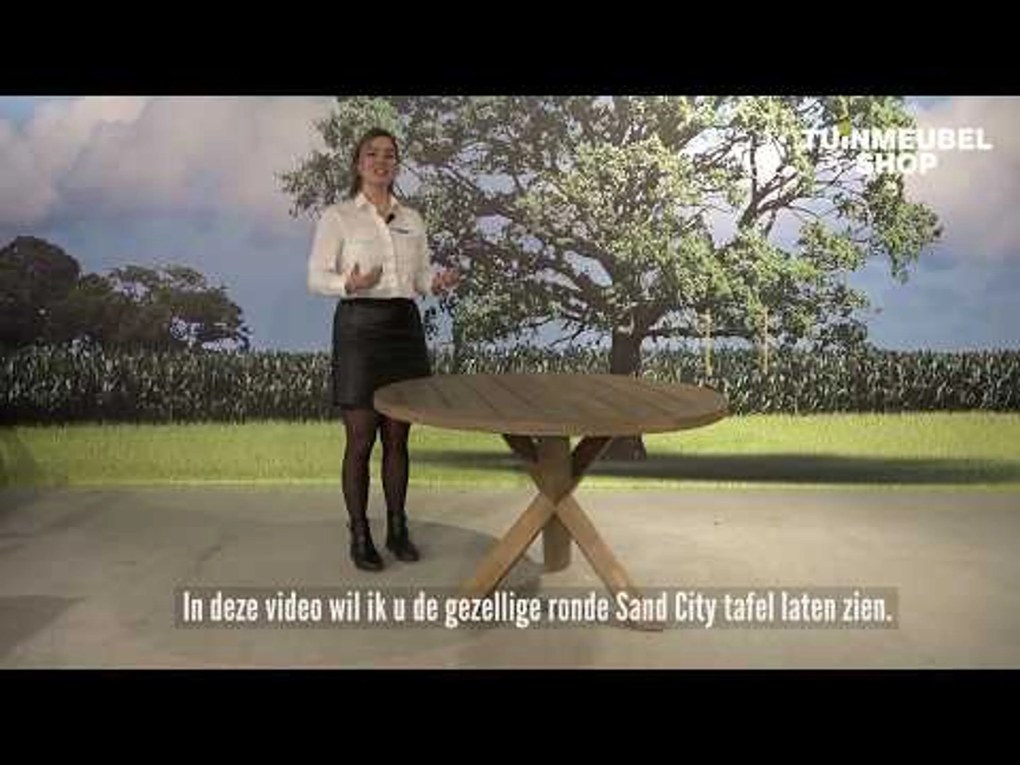 Tuinset Ronde Tuintafel 6 personen 160 cm Kunststof Oranje Domani Furniture Alba/Sand