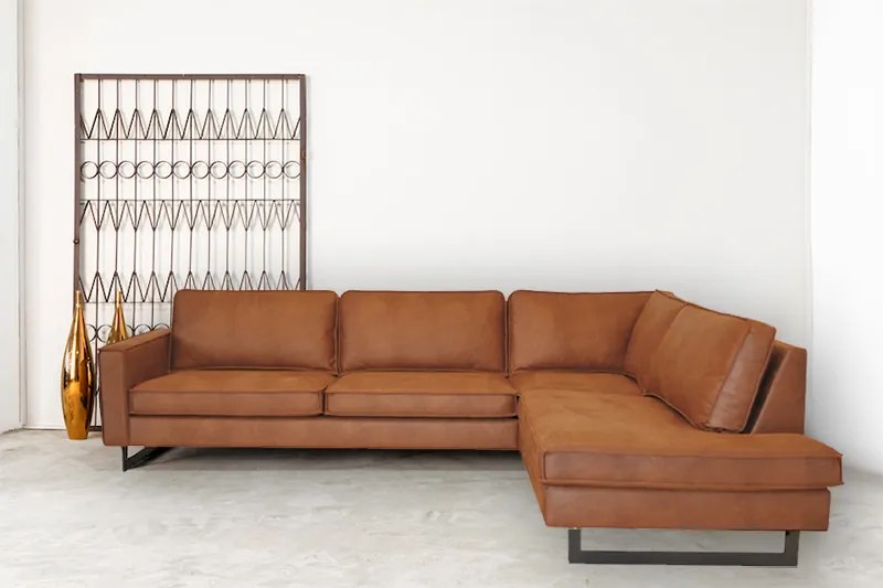 Hoekbank / Loungebank Riverdance | Rechts | Leer Cognac 03 | 2,90 x 2,17 mtr