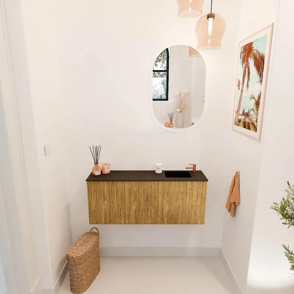 Mondiaz Joya 100cm toiletmeubel oak met wastafel faye rechts 1 kraangat urban