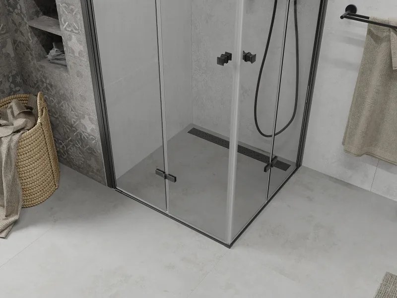 Mexen Lima Duo opklapbare douchecabine 90 x 90 cm, transparant, zwart - 856-090-090-70-00-02