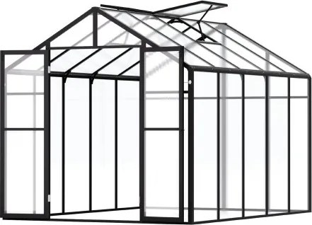 VEVOR Polycarbonaat kas, 236x289x206cm, plantenkas met 2 ventilatieramen, paviljoenkas met openslaande deuren, inloopkas van aluminium voor buitentuin