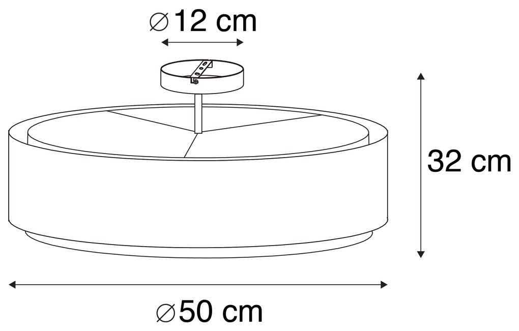 Stoffen Smart plafondlamp met dimmer bruin met wit 50 cm 3-lichts incl. 3 Wifi A60 - Drum Duo E27 rond Binnenverlichting Lamp