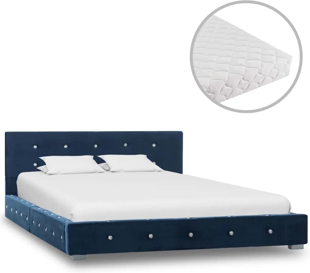 Bed met matras fluweel blauw 120x200 cm