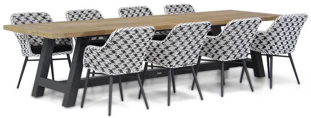 Tuinset 8 personen 330 cm Wicker Zwart Lifestyle Garden Furniture Crossway/Trente