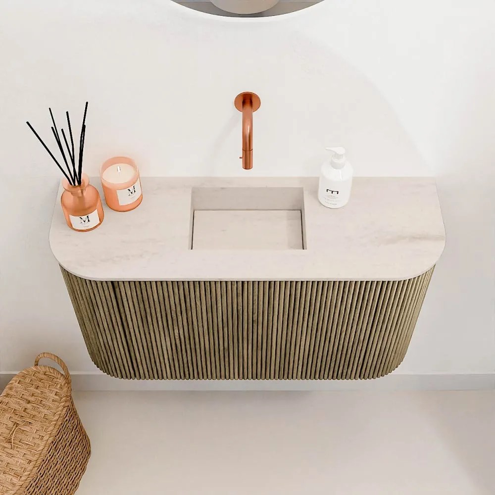 Mondiaz Joya DLux 75cm toiletmeubel ronding links/rechts dusk met wastafel faye midden zonder kraangat meli