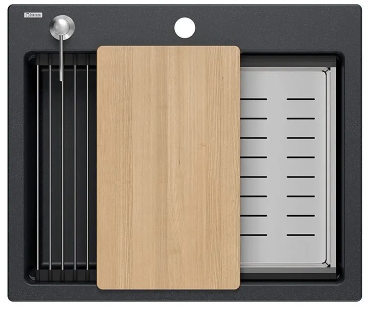 granieten spoelbak KURT 110 WORKSTATION Black Dotted