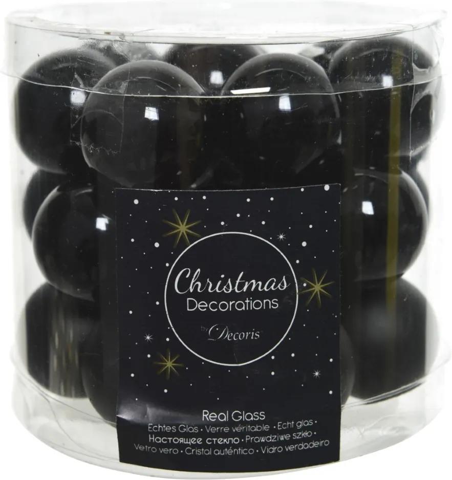 Kerstballen glas glans-mat dia 2,5 cm zwart