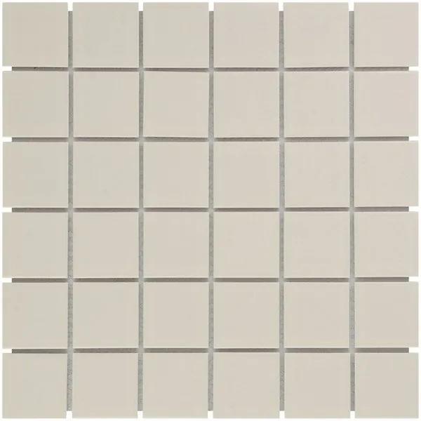 The Mosaic Factory Barcelona mozaïektegel 4.8x4.8x0.6cm wandtegel voor binnen en buiten vierkant Keramiek Crème AF13044