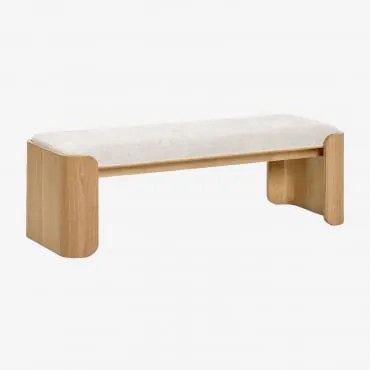 Rubberwood En Fineer Bank Lofren Natuurlijk Hout & ↔︎ 160 Cm & Bouclé Crèmebeige - Sklum