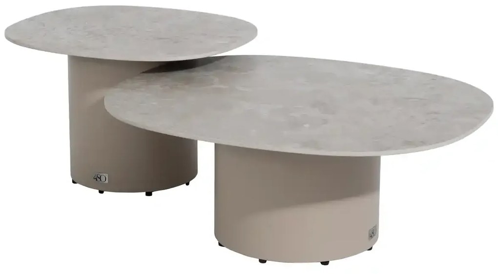 4 Seasons Outdoor Sofie loungetafel latte met zandkleurig keramisch blad 50 x 60 cm Bijzettafel   beige weerbestendig