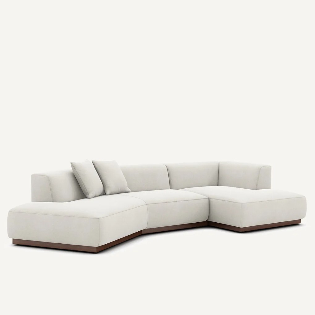 Open rechte hoekbank in linnen fluweel, JACOPO