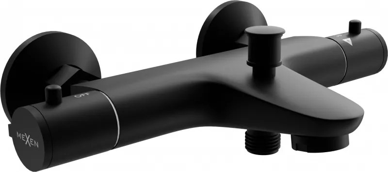 Mexen Nox thermostatische badkraan, zwart - 77350-70
