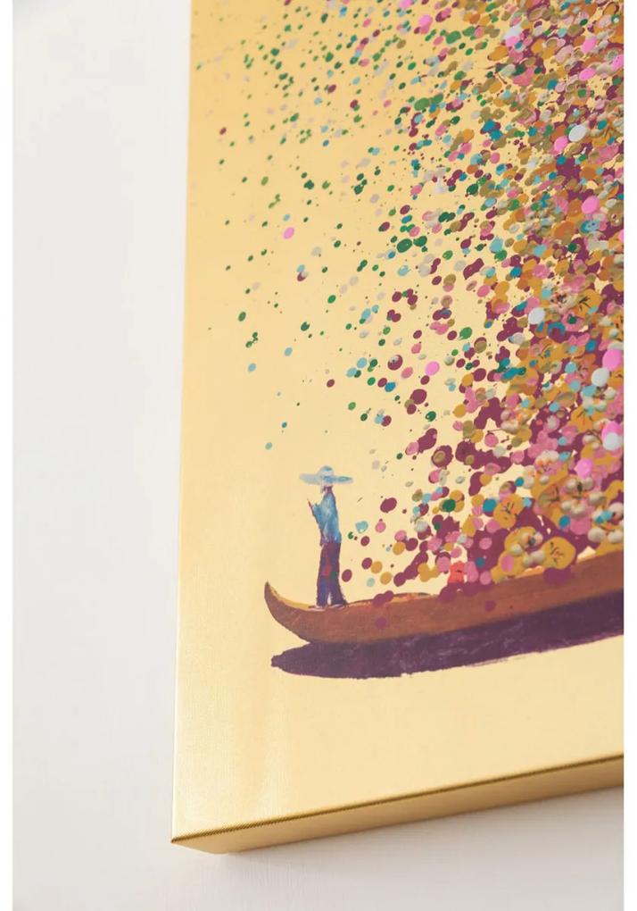 Kare Design Touched Flower Boat Gold Pink Schilderij 100x80cm