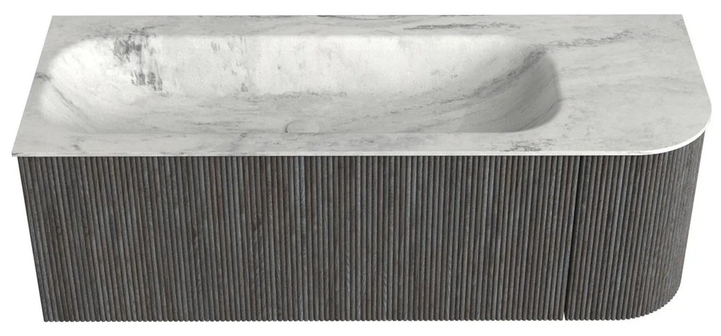 Mondiaz Kurve-dlux 125cm badmeubel ronding rechts shadow met 1 lade en deur en wastafel big medium links zonder kraangat opalo
