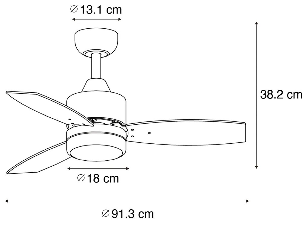 Plafondventilator met lamp voor buiten zwart incl. LED met afstandsbediening IP44 - Toledo Modern IP44 Buitenverlichting rond