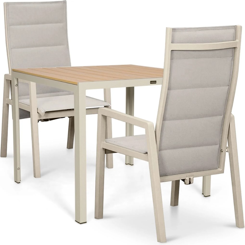 Tuinset 2 personen 909 cm Aluminium Taupe Lifestyle Garden Furniture Essence/Creta