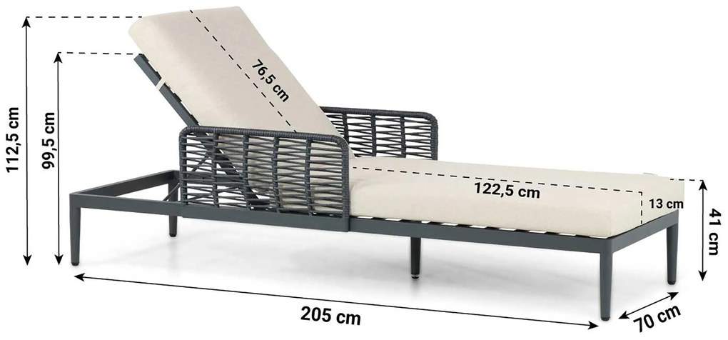Coco Ibiza Ligbed Aluminium/wicker Grijs