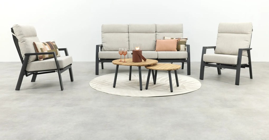 Lagos/Mindo verstelbare 5-zits stoel-bank loungeset - antraciet