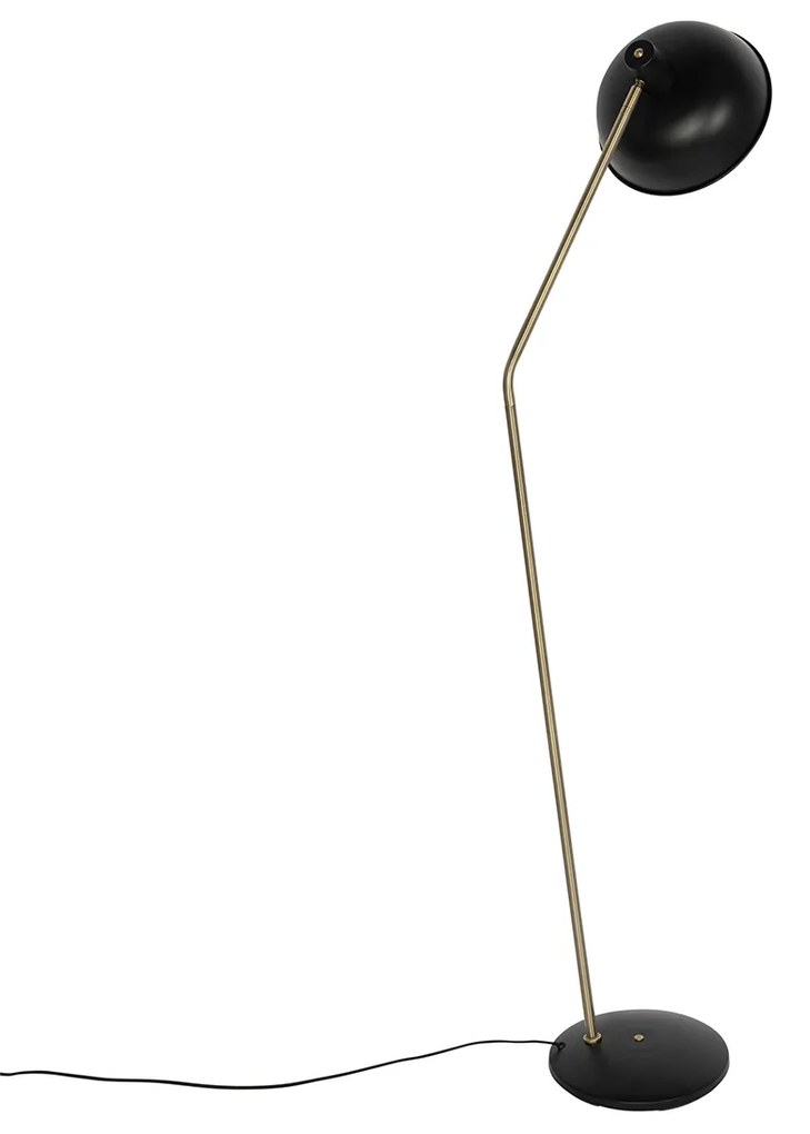 Retro vloerlamp zwart met brons - Milou