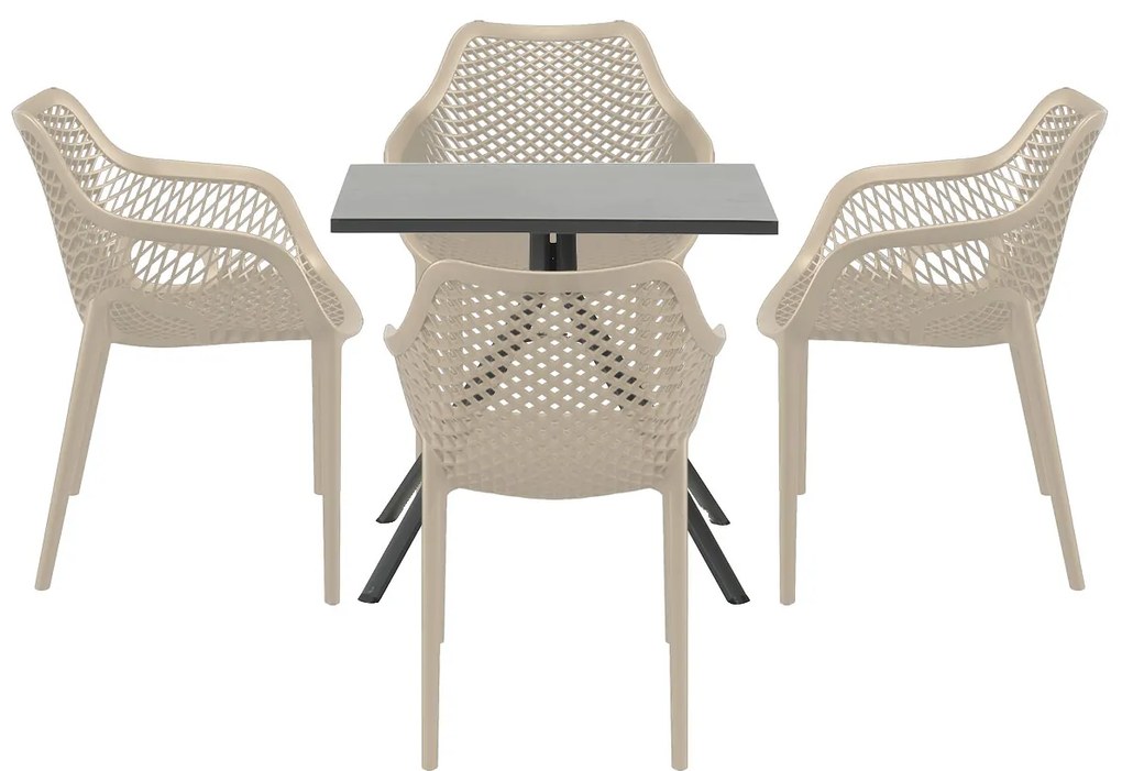 Garden Impressions Air XL tuinset 5-delig taupe - Rimini tuintafel 80x80 cm