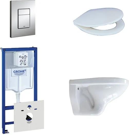 Adema Classico toiletset bestaande uit inbouwreservoir, toiletpot, toiletzitting en bedieningsplaat chroom 0729205/0261520/4345100/0720001