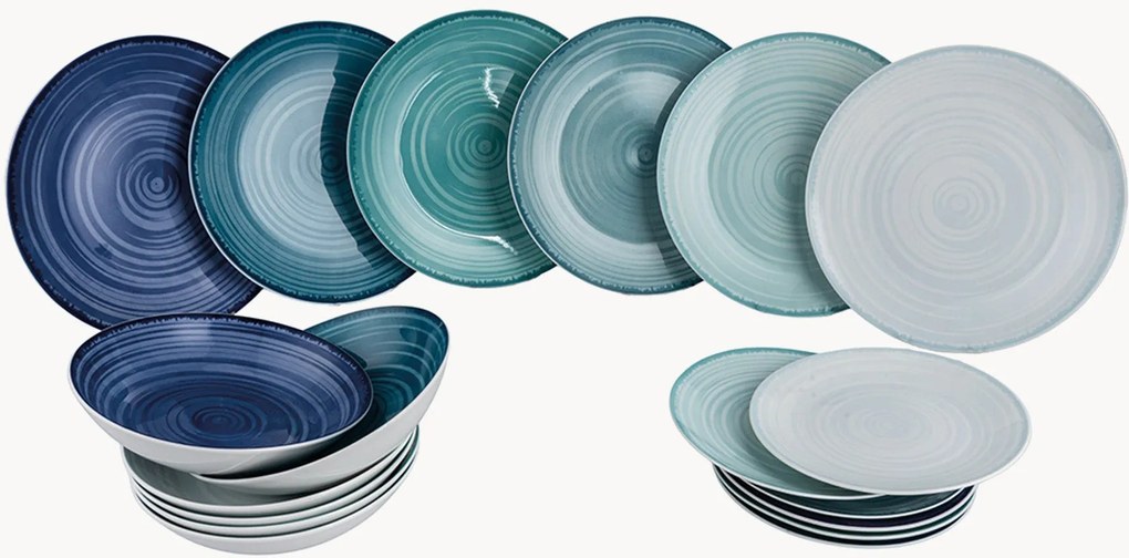 Servies Baita Acqua, 6 personen, 18-delig