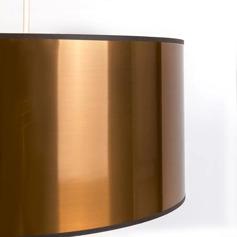 Stoffen Eettafel / Eetkamer Design hanglamp wit met koper kap 50 cm - Combi 1 Industriele / Industrie / Industrial E27 rond Binnenverlichting Lamp