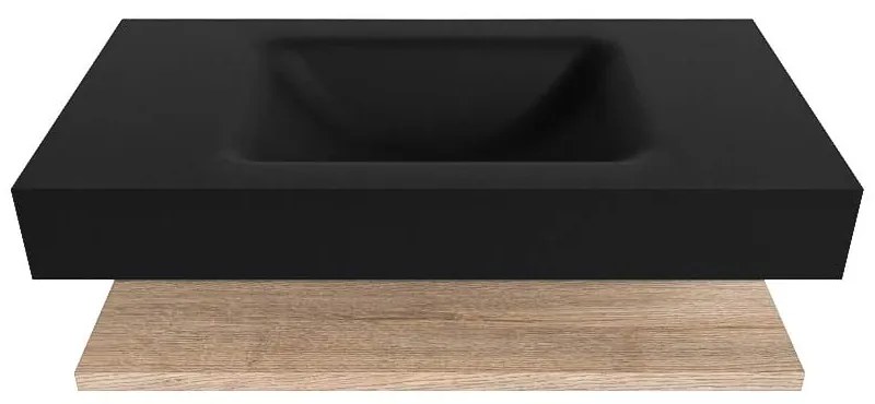 Zaro Alan badmeubel 90cm met planchet washed oak en vrijhangende wastafel cloud midden 1 kraangat urban