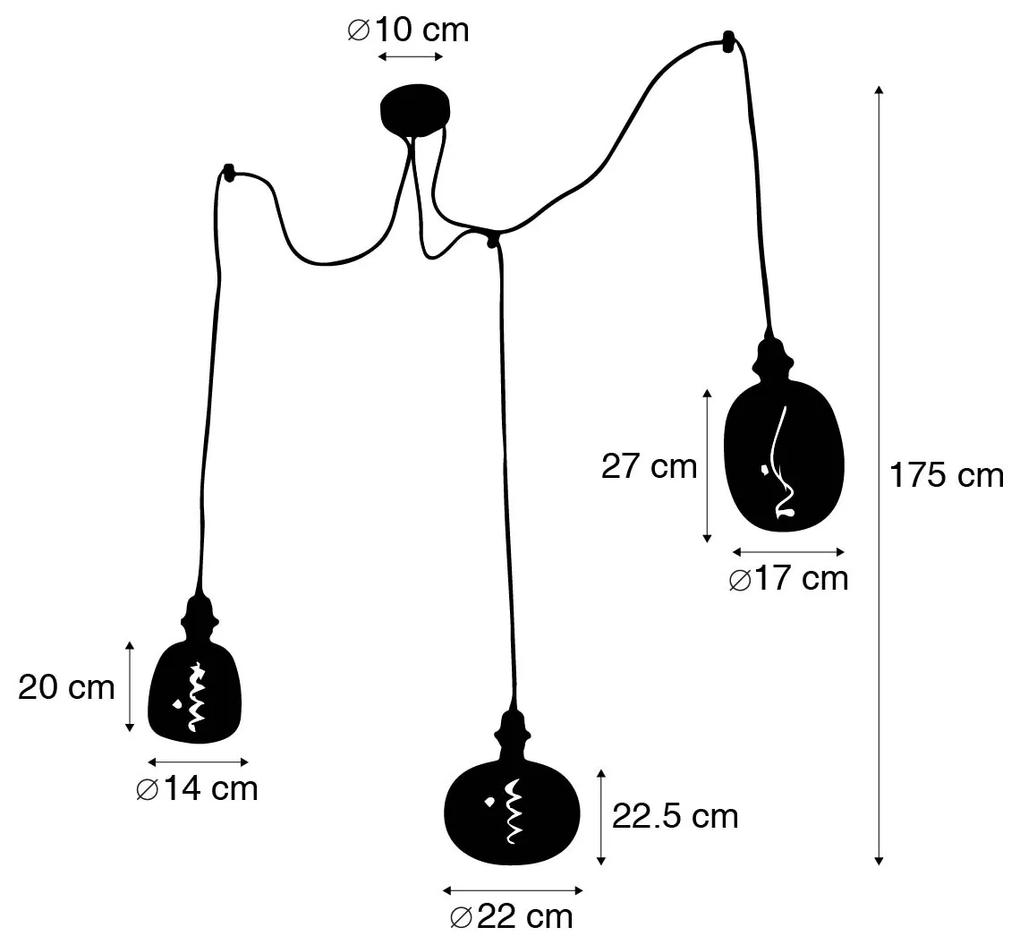 Hanglamp zwart 3-lichts incl. LED mix smoke dimbaar - Cava Luxe Modern Minimalistisch ovaal Binnenverlichting Lamp