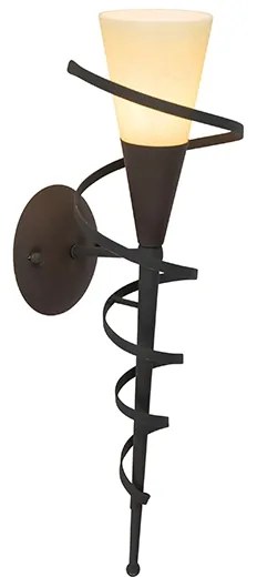 Landelijk wandlamp roestbruin met creme glas - Castle