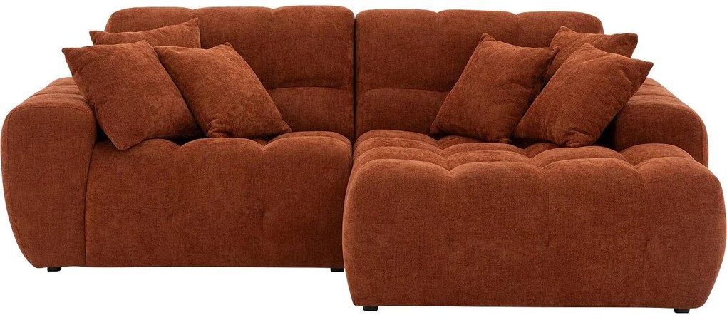 Goossens Excellent Bank Kubus - 30 X 30 Cm Stiksel rood, stof, 1,5-zits, modern design met chaise longue links