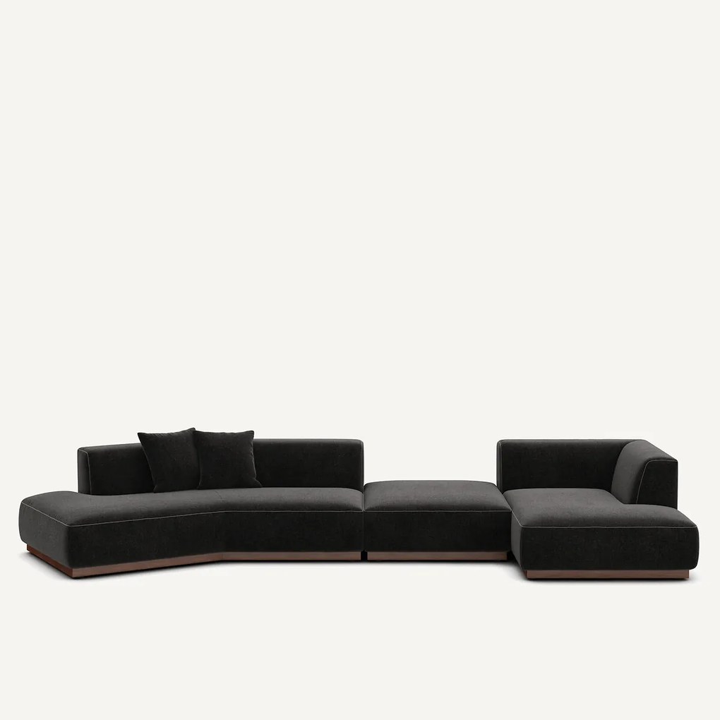 Open hoekbank rechts XL chenille fluweel, Jacopo