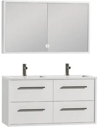 Tiger Boston badmeubel met spiegelkast en witte wastafel 120cm wit