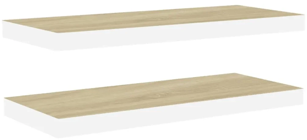 vidaXL Wandschappen zwevend 2 st 60x23,5x3,8 cm MDF eikenkleurig wit