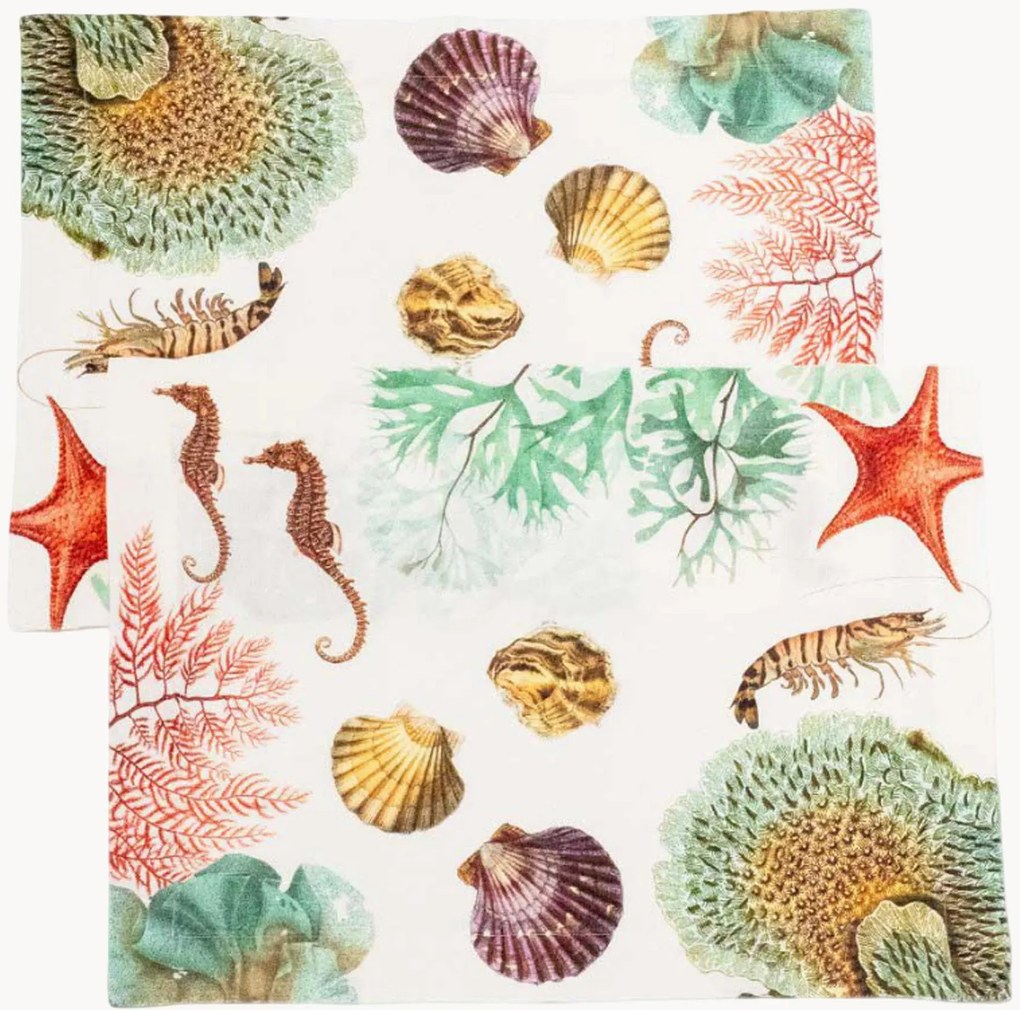 Linnen placemats Ocean Animals, 2-delig