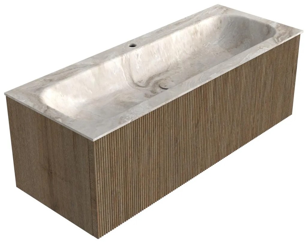 Mondiaz Kurve-dlux 120cm badmeubel dusk met 1 lade en wastafel big large midden 1 kraangat frappe