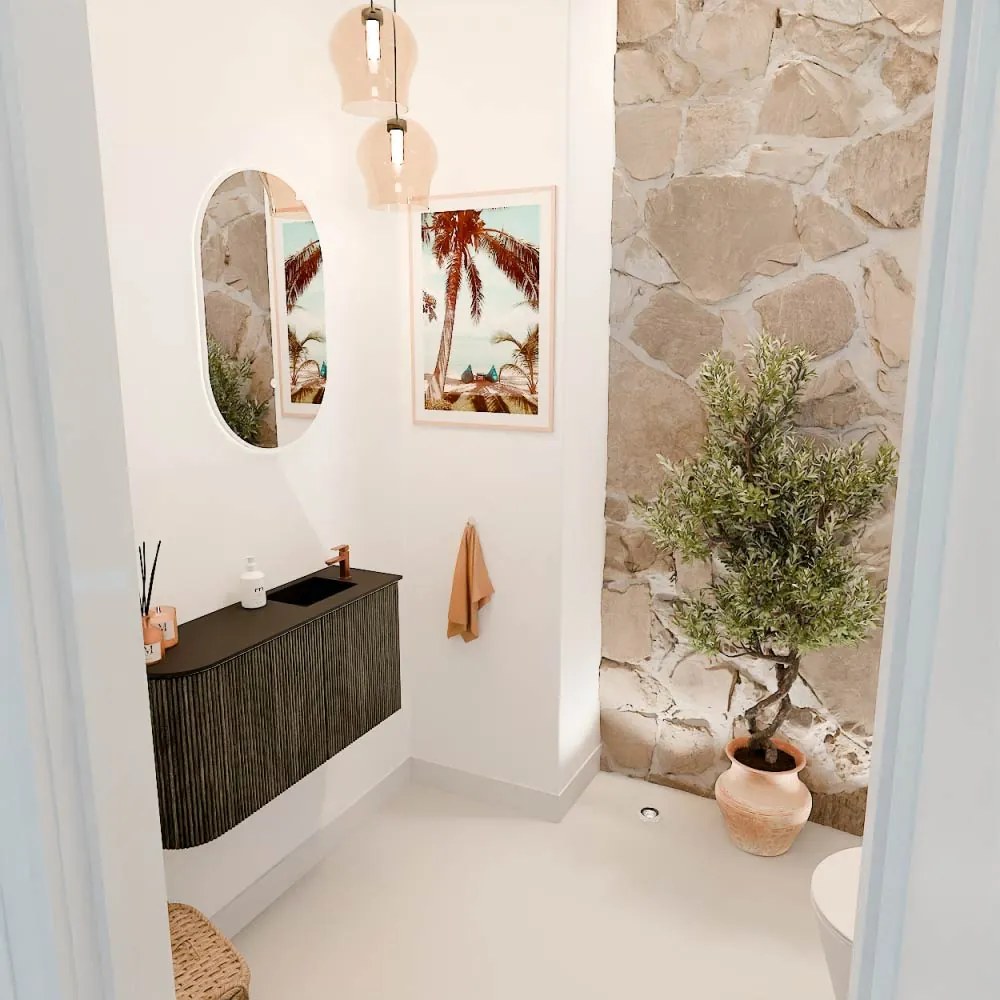 Mondiaz Joya 80cm toiletmeubel ronding links shadow met wastafel faye rechts 1 kraangat urban