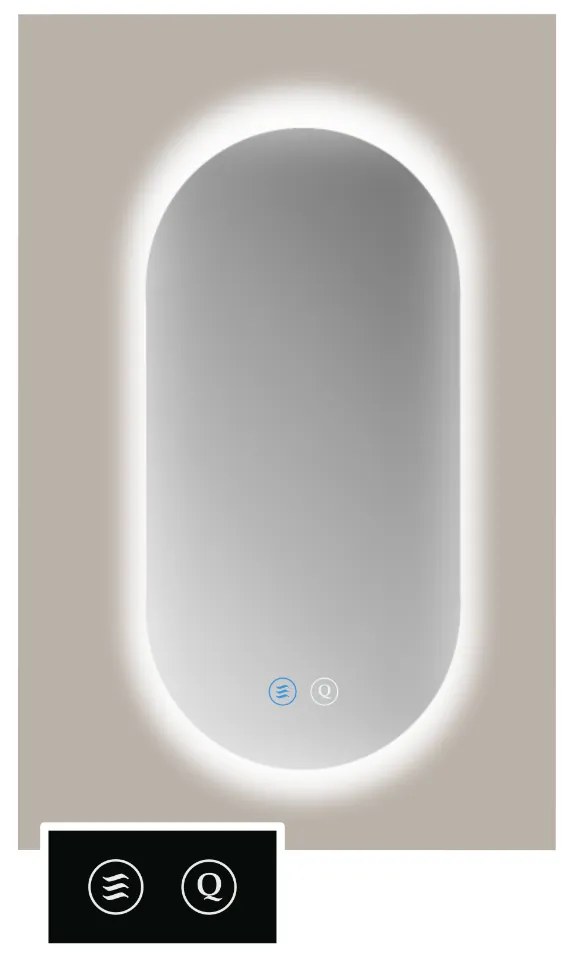 Sanicare Tutti ORTA ovale spiegel met verwarming, verlichting rondom en touch bediening 70x120cm