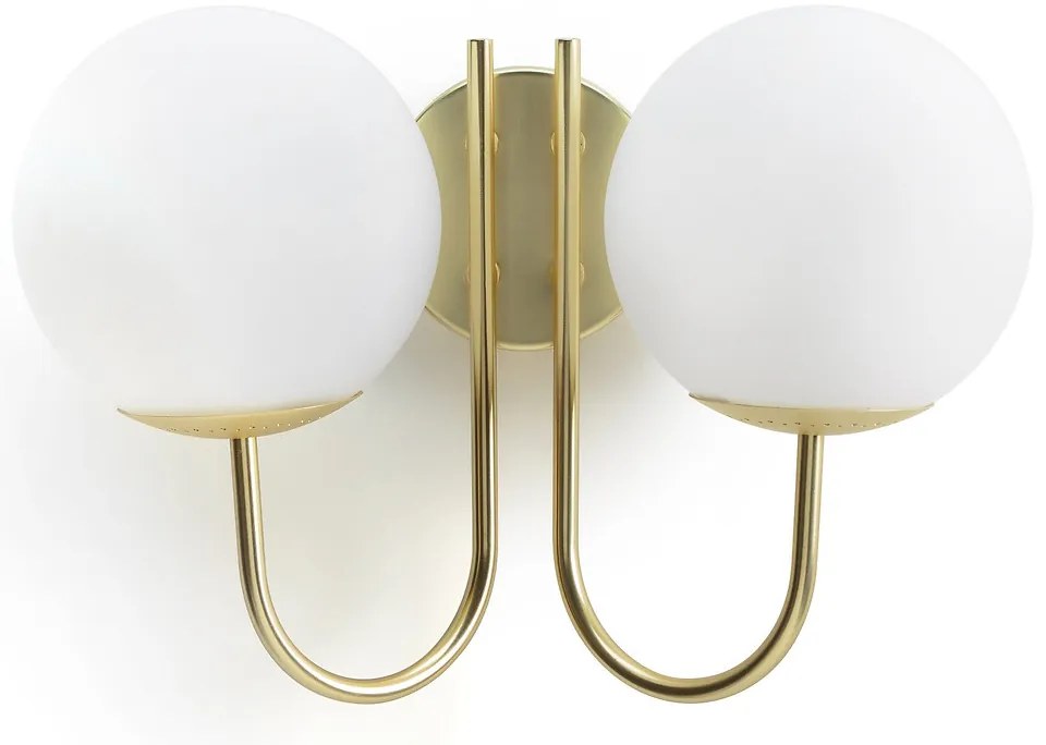 Wandlamp in messing en opaline glas, Moricio