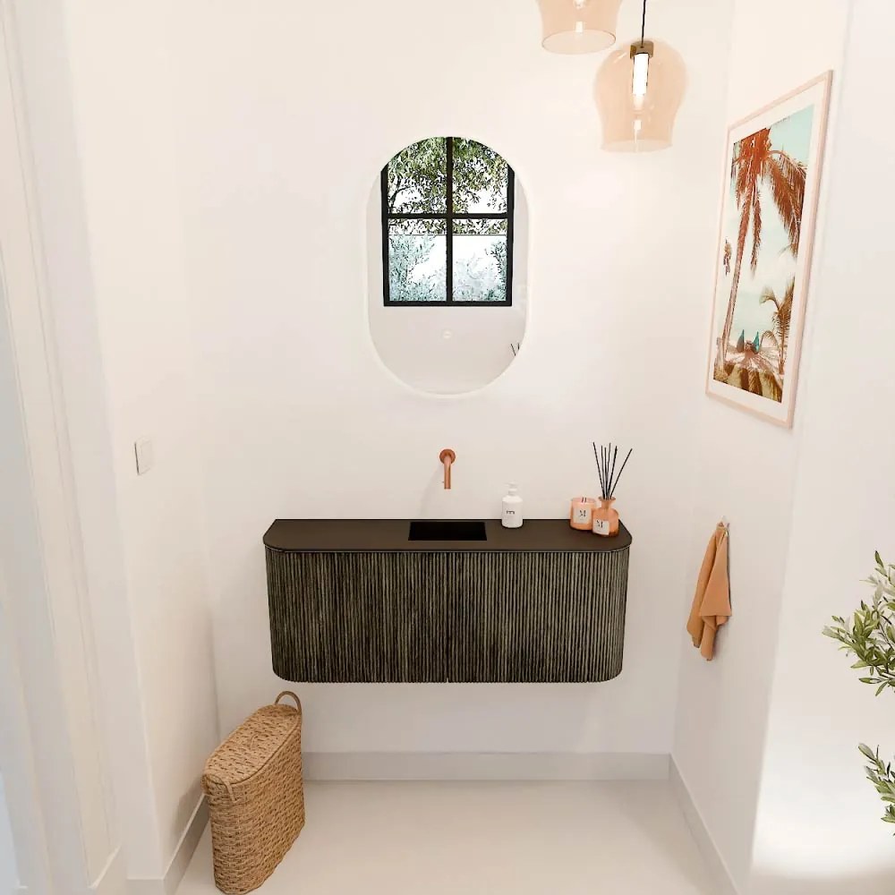 Mondiaz Joya 105cm toiletmeubel ronding links/rechts shadow met wastafel faye midden zonder kraangat urban