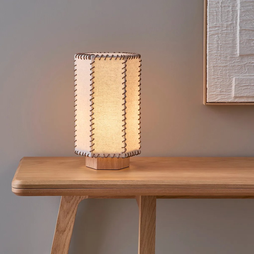 Tafellamp in eiken en linnen, SIXTA