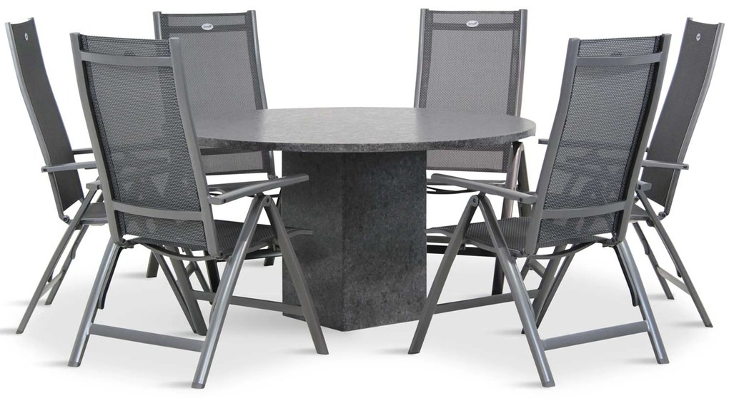 Tuinset Ronde Tuintafel 4 personen 140 cm Aluminium/Textileen Grijs Hartman Royal